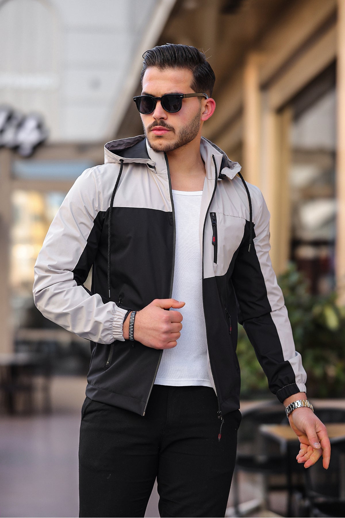 Muška jakna vodootporna - Crno bela