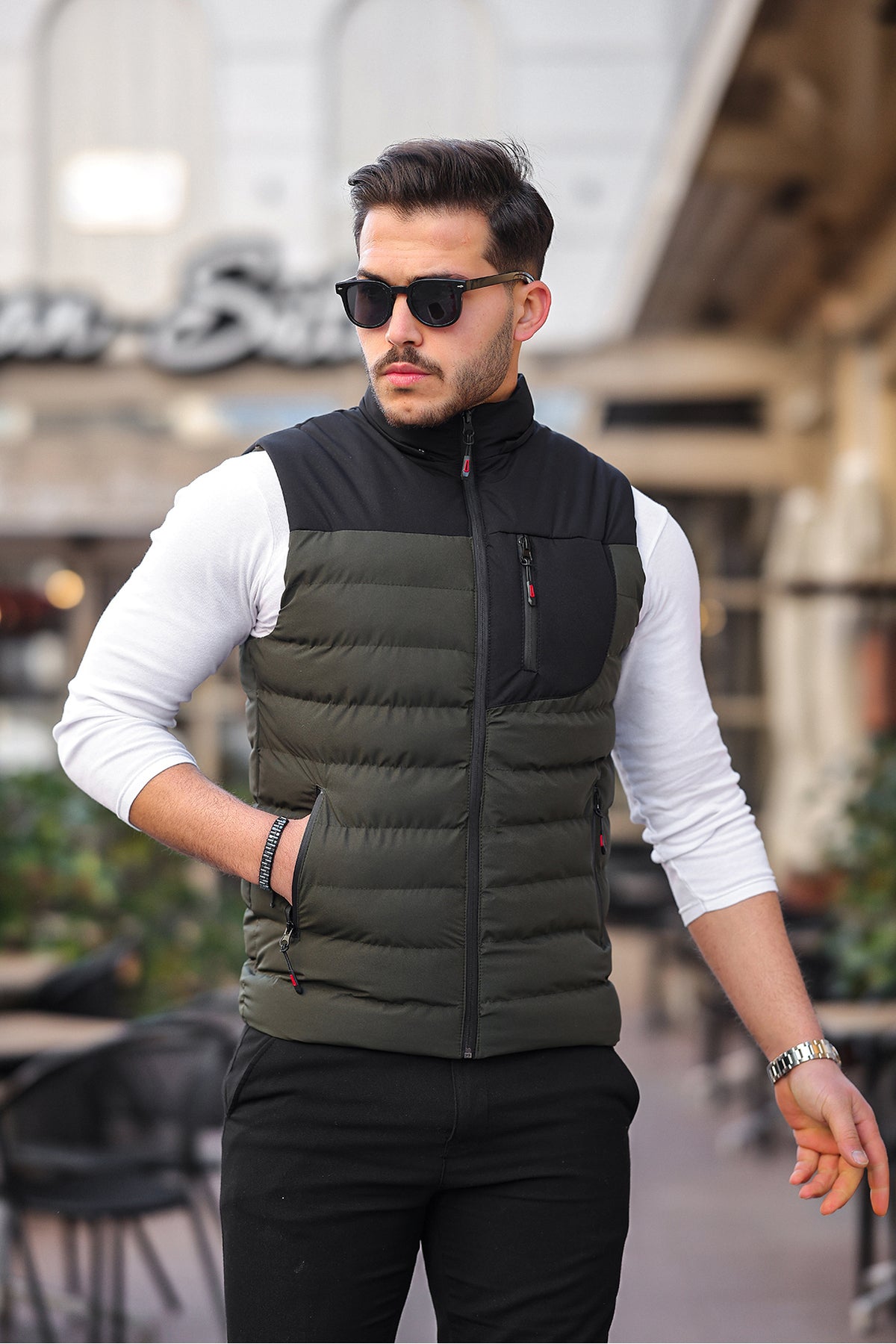 Muški prsluk vodootporan - Tamno zeleni